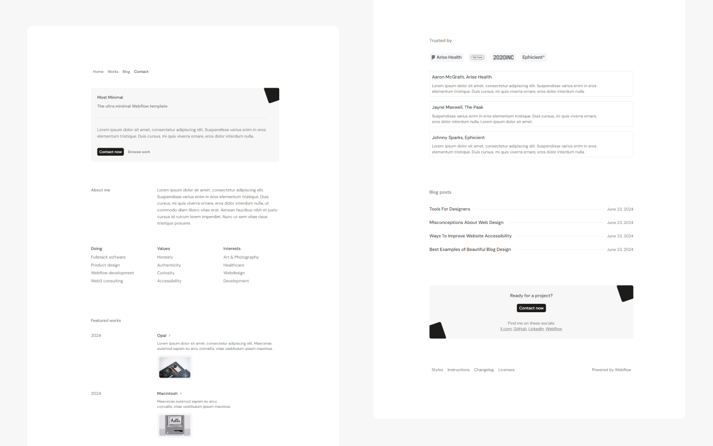 Most Minimal Webflow HTML template